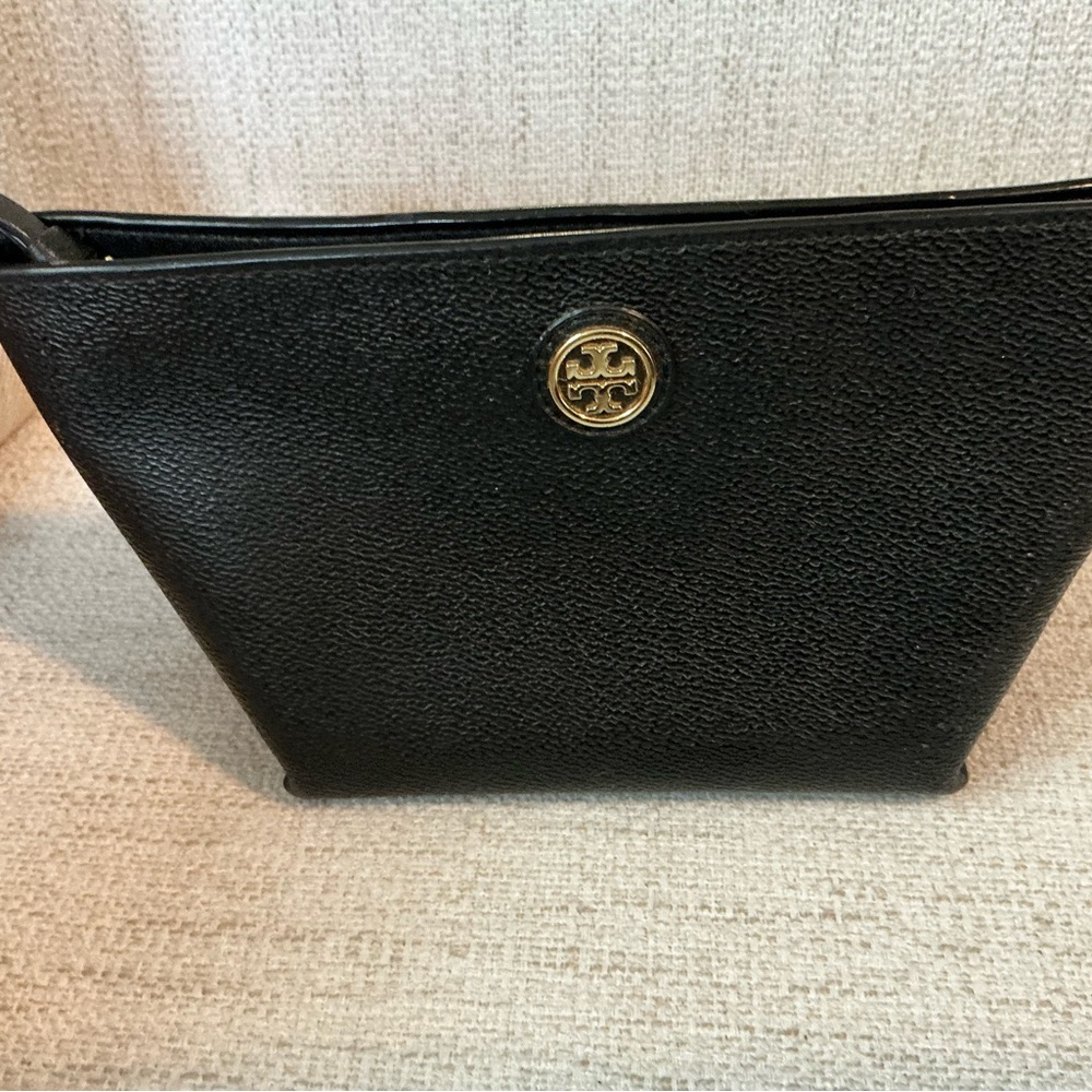 Tory Burch Black Leather Crossbody with Gold Emblem